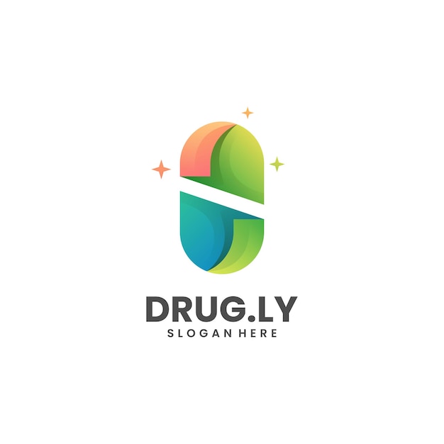 Vector Logo Illustration Drug Gradient Colorful Style