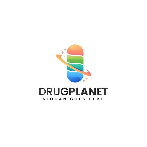 Vector Logo Illustration Drug Planet Gradient Colorful Style