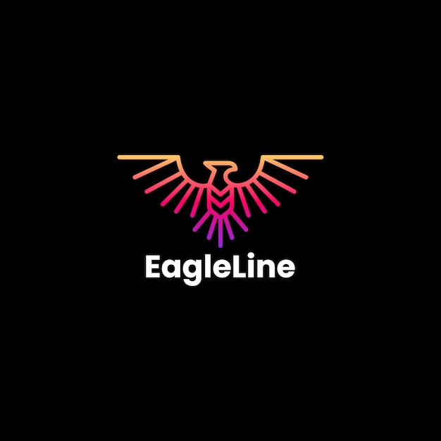 Vector Logo Illustration Eagle Gradient Line Art Style