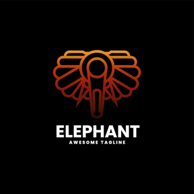 Vector Logo Illustration Elephant Gradient Line Art Style