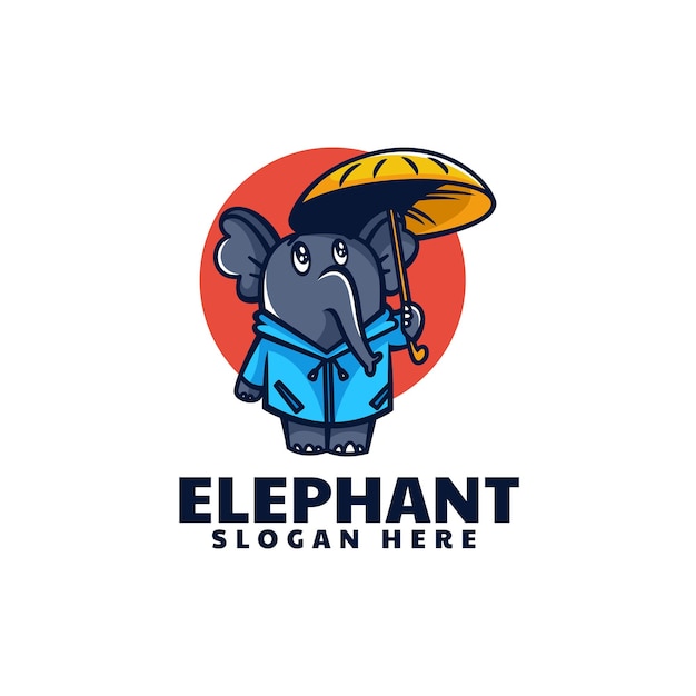 Vector Logo Illustration Elephant Mascot Cartoon Style