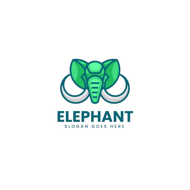 Vector Logo Illustration Elephant Mascot Style