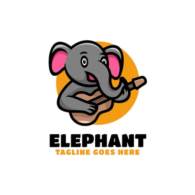 Vector Logo Illustration Elephant Simple Mascot Cartoon Style