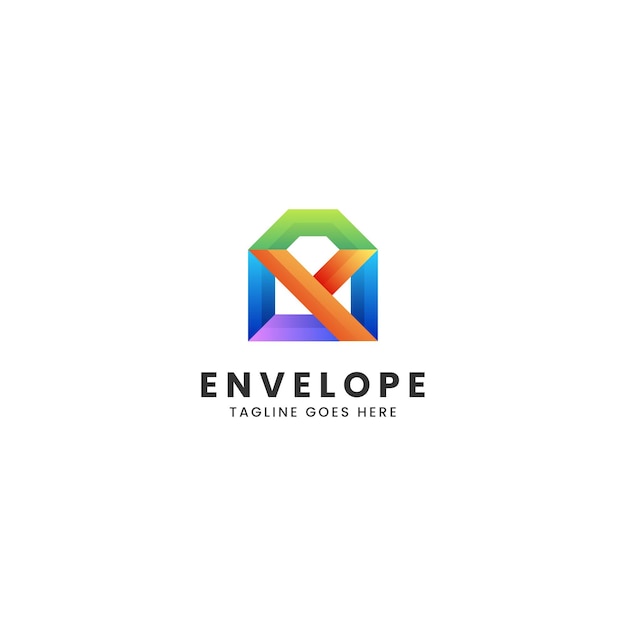 Vector Logo Illustration Envelope Gradient Colorful Style