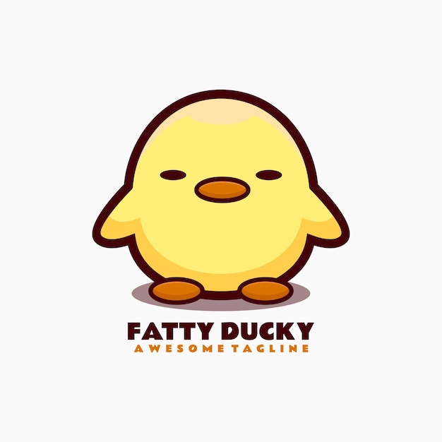 Vector Logo Illustration Fatty Ducky Mascot Cartoon Style