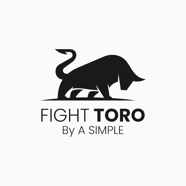 Vector Logo Illustration Fighting Bull Silhouette Style