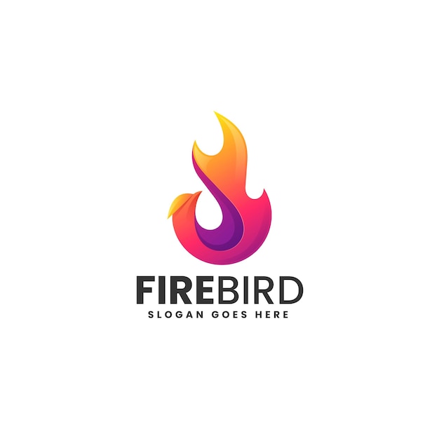 Vector Logo Illustration Fire Bird Gradient Colorful Style