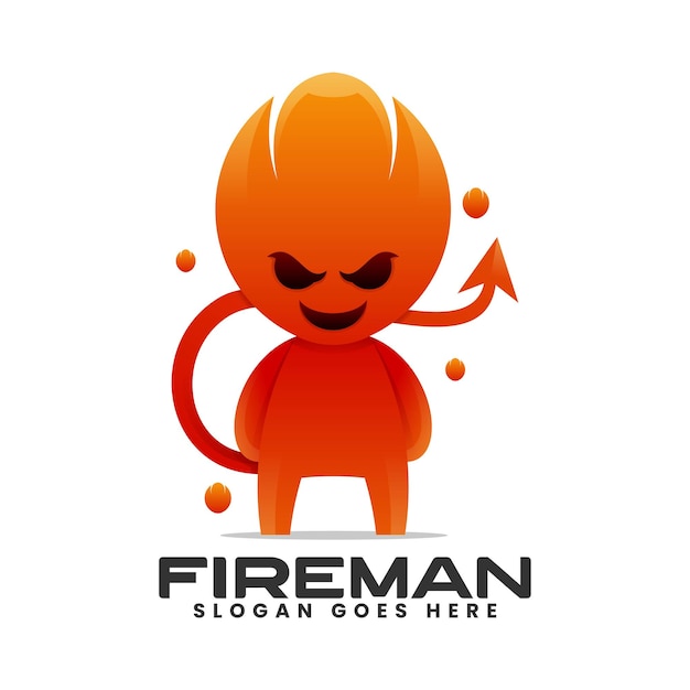 Vector Logo Illustration Fireman Gradient Colorful Style