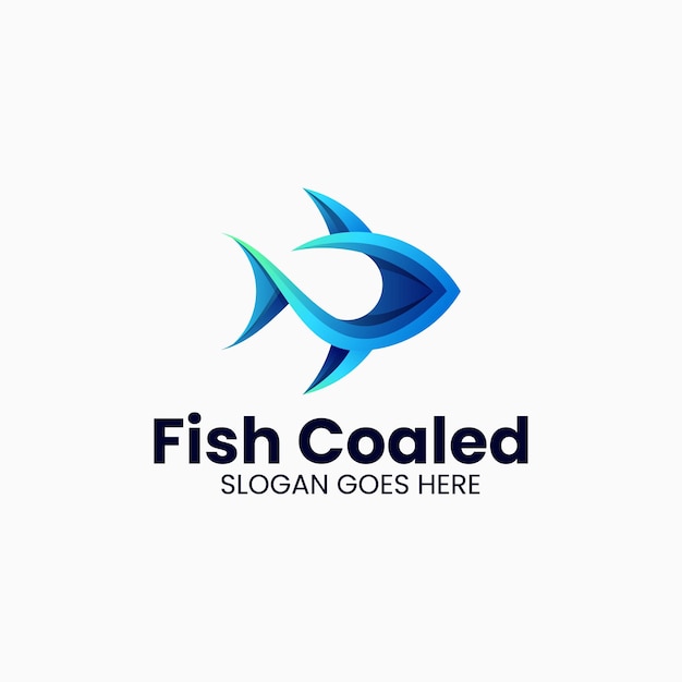 Vector Logo Illustration Fish Coaled Gradient Colorful Style