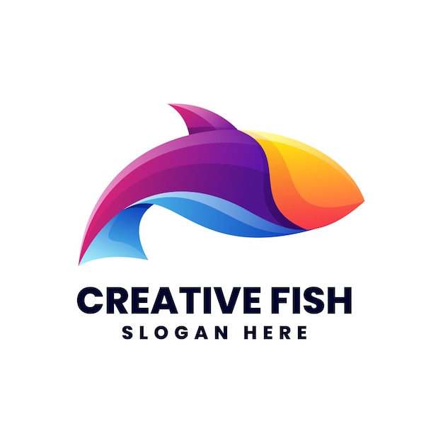 Vector logo illustration Fish gradient colorful style