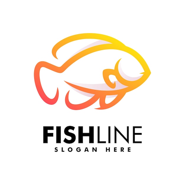 Vector Logo Illustration Fish Gradient Line Art Style