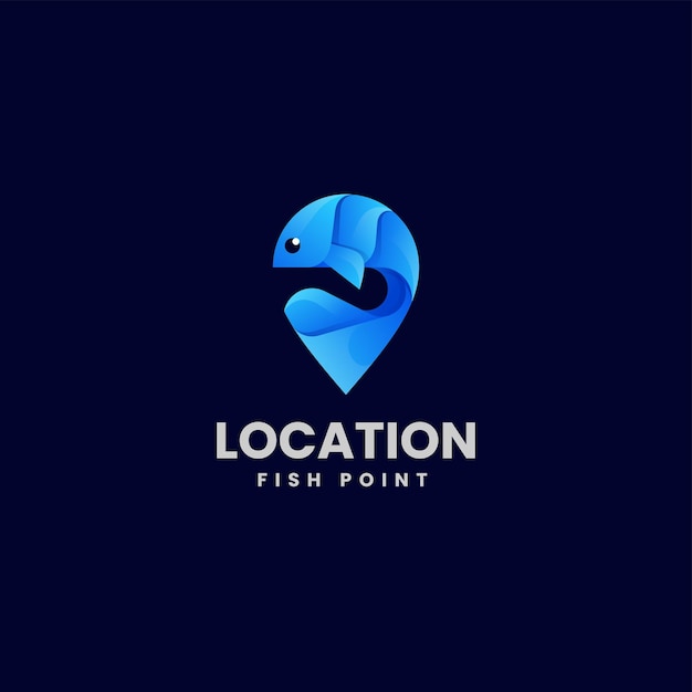 Vector Logo Illustration Fish Location Gradient Colorful Style