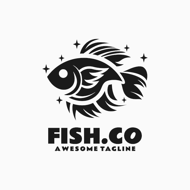 Vector Logo Illustration Fish Silhouette Style