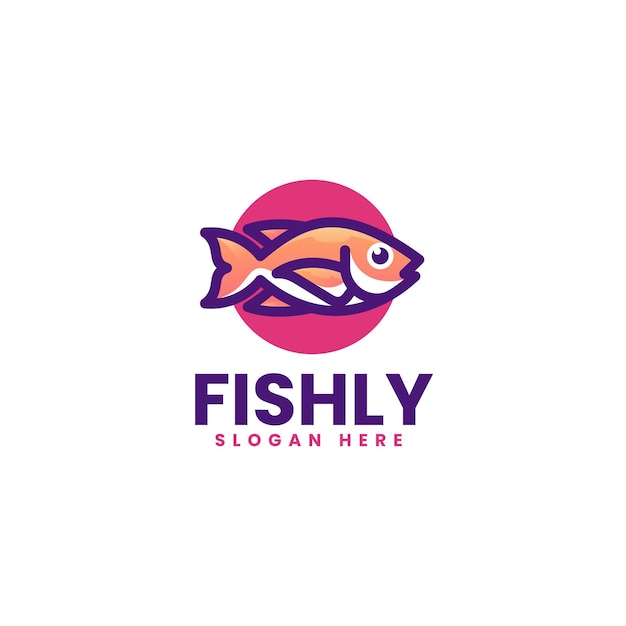 Vector Logo Illustration Fish Simple Mascot Style