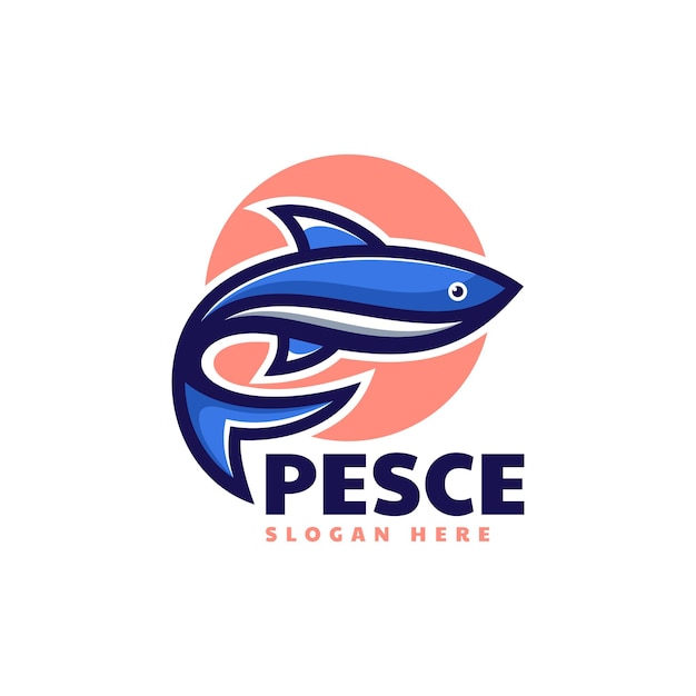 Vector Logo Illustration Fish Simple Mascot Style