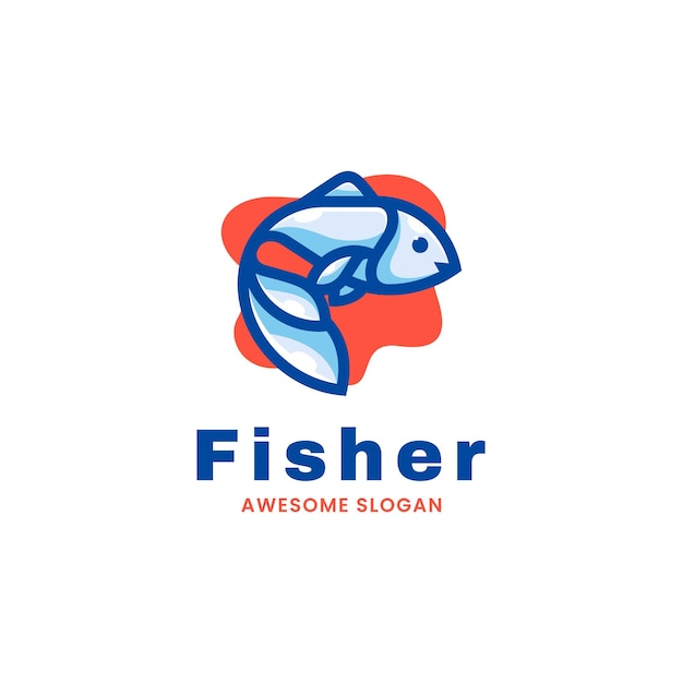 Vector Logo Illustration Fish Simple Mascot Style