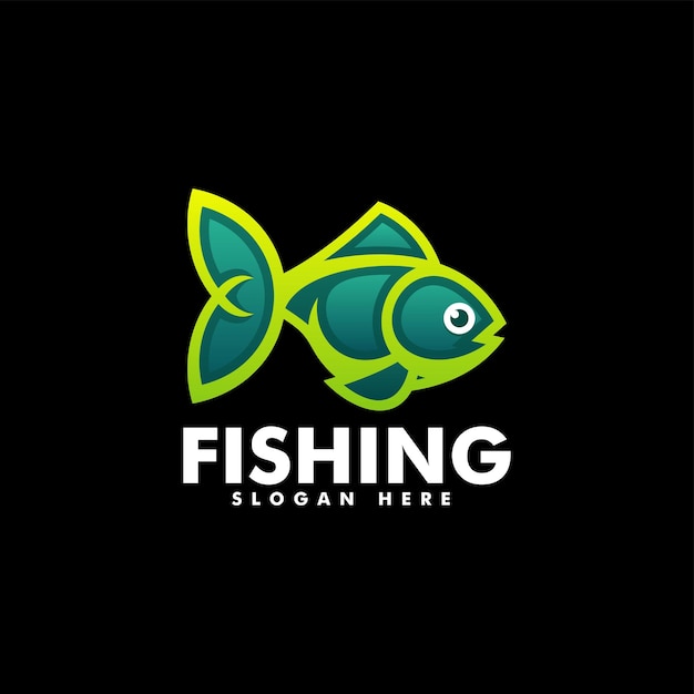 Vector Logo Illustration Fishing Gradient Line Art Style