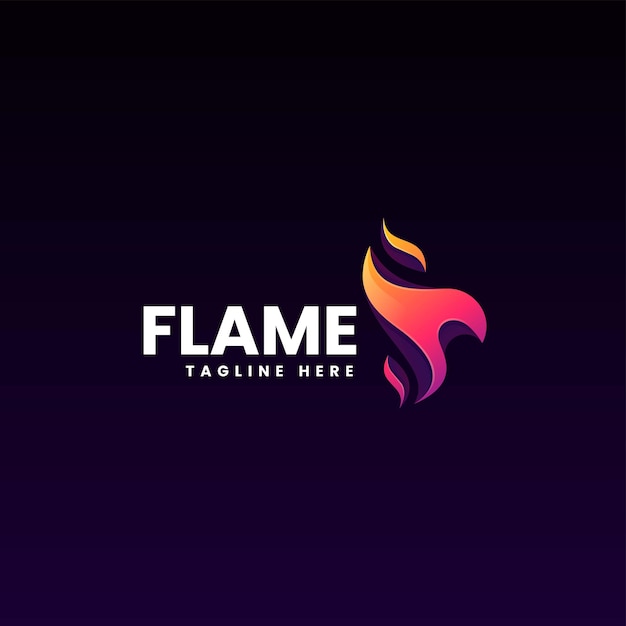 Vector Logo Illustration Flame Gradient Colorful Style