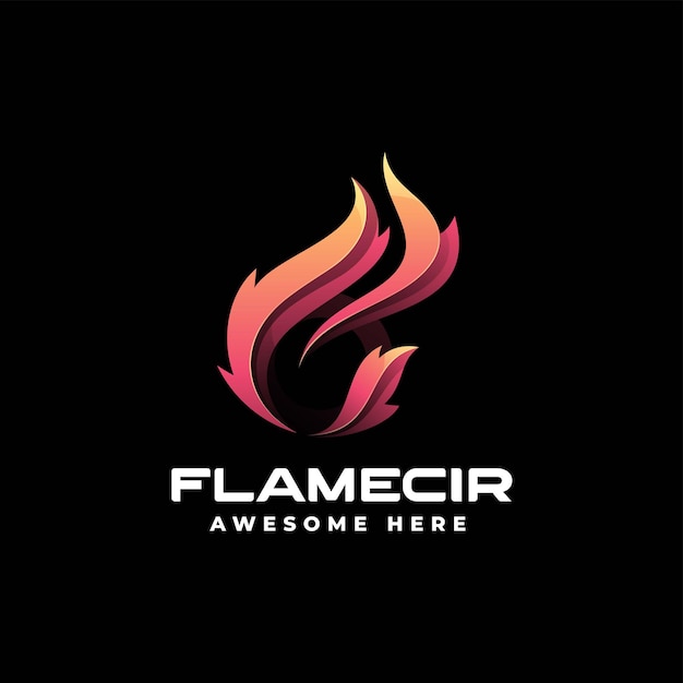 Vector Logo Illustration Flame Gradient Colorful Style