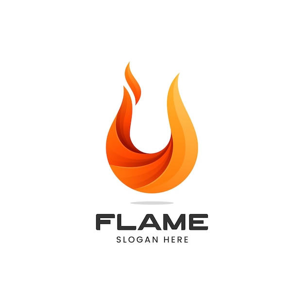 Vector Logo Illustration Flame Gradient Colorful Style