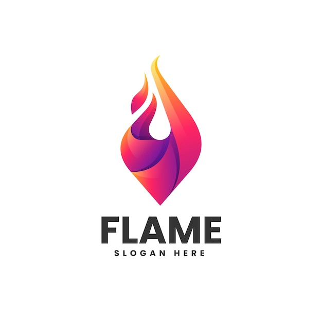 Vector Logo Illustration Flame Gradient Colorful Style