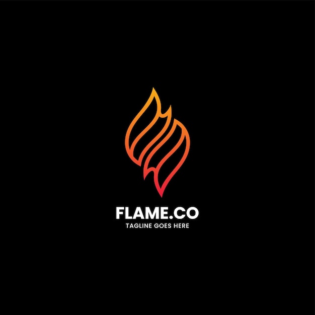 Vector Logo Illustration Flame Line Art Gradient Style