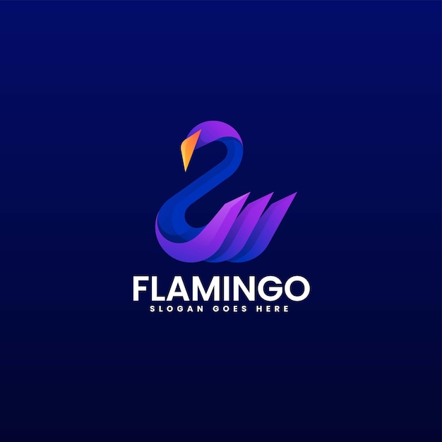 Vector Logo Illustration Flamingo Gradient Colorful Style