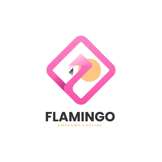 Vector Logo Illustration Flamingo Gradient Line Art Style