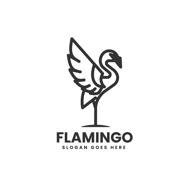 Vector Logo Illustration Flamingo Line Art Style