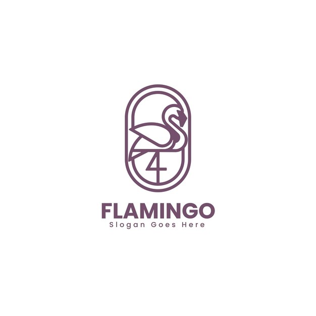 Vector Logo Illustration Flamingo Line Art Style