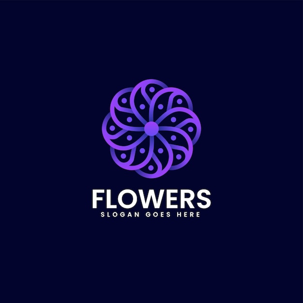 Vector Logo Illustration Flowers Gradient Colorful Style