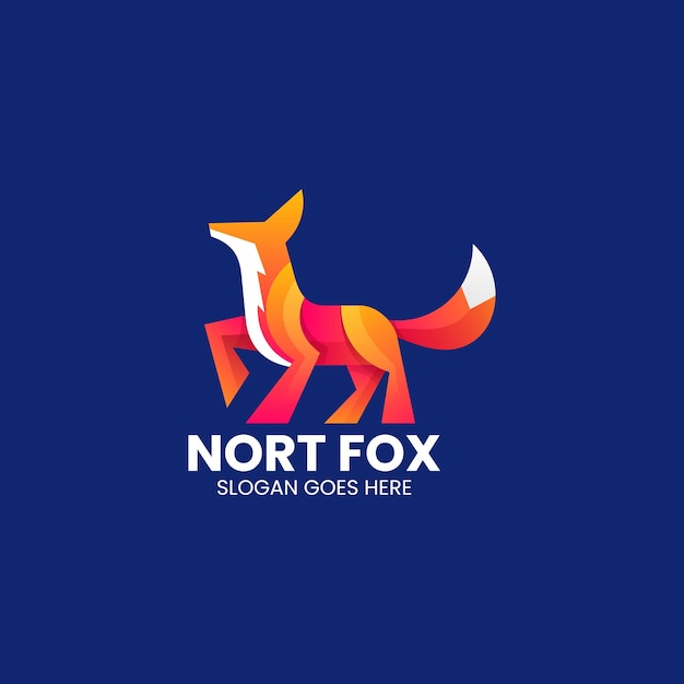 Vector vector logo illustration fox gradient colorful style