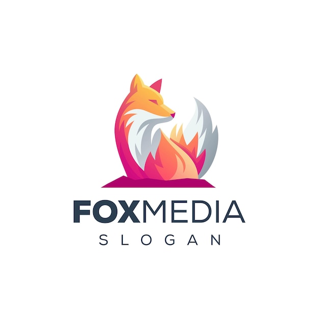 Vector Logo Illustration Fox Media Gradient Colorful Style