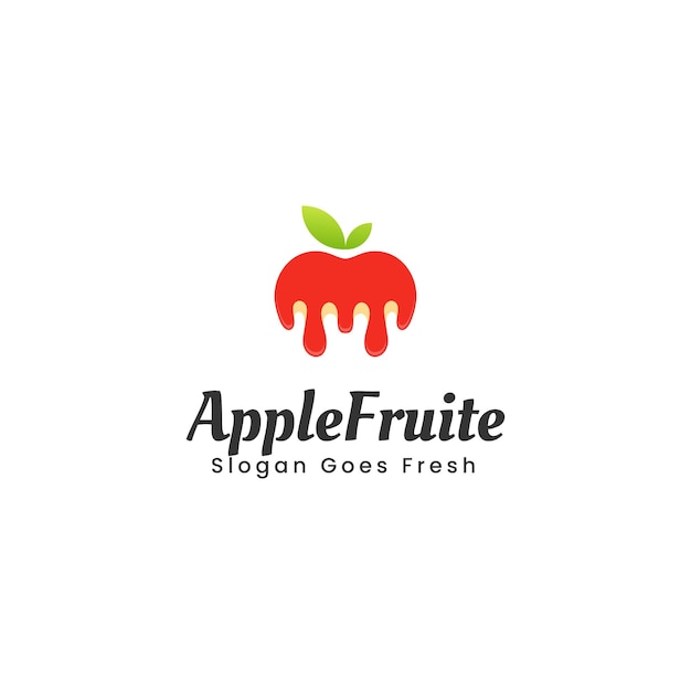 Vector Logo Illustration Fruit Apple Gradient Colorful Style