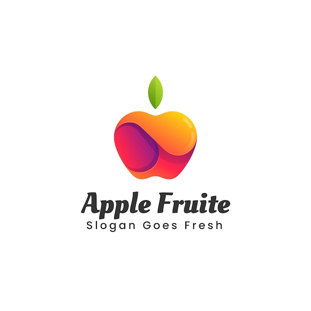 Vector Logo Illustration Fruit Apple Gradient Colorful Style