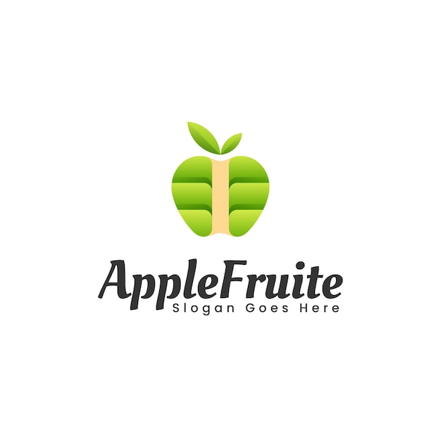 Vector Logo Illustration Fruit Apple Gradient Colorful Style