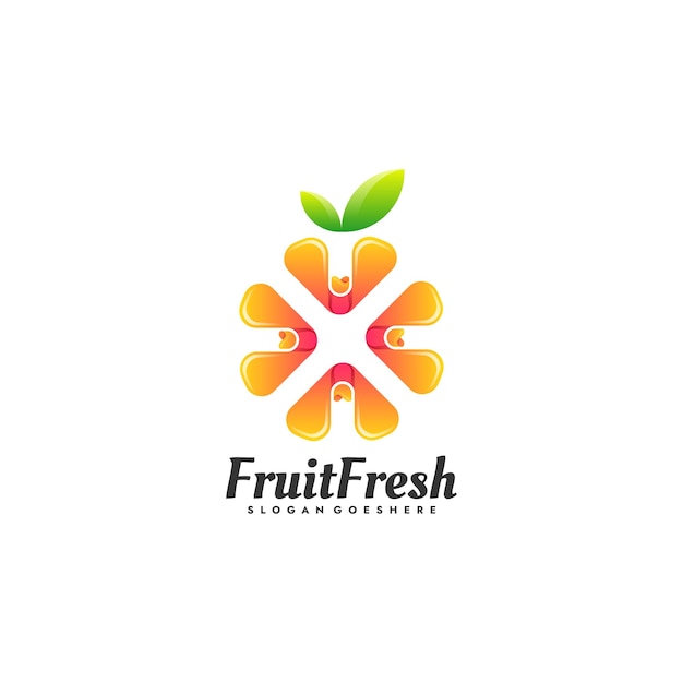 Vector Logo Illustration Fruit Fresh Gradient Colorful Style