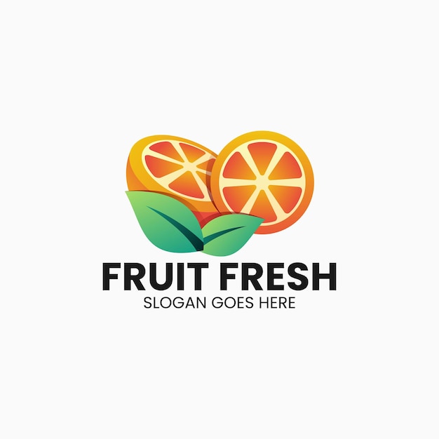 Vector Logo Illustration Fruit Fresh Gradient Colorful Style