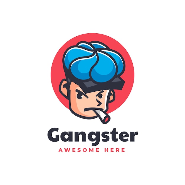 Vector Logo Illustration Gangster Mascot Cartoon Style