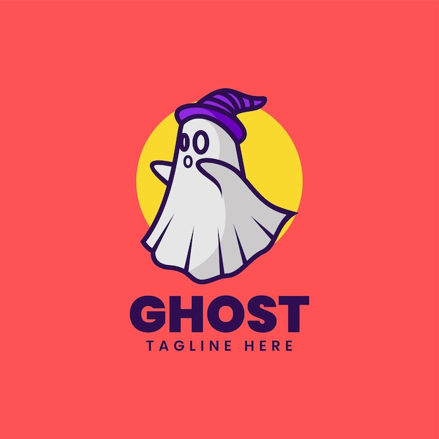 Vector Logo Illustration Ghost Mascot Cartoon Style