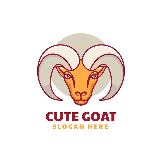 Vector Logo Illustration Goat Simple Mascot Style