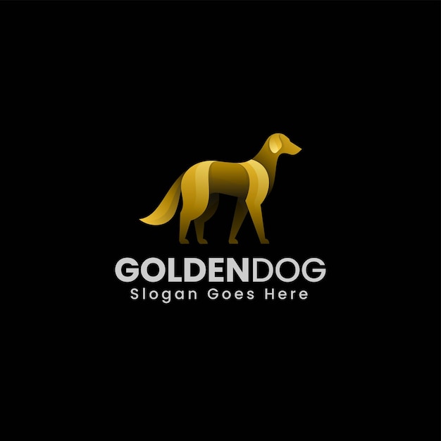 Vector Logo Illustration Golden Dog Gradient Colorful Style