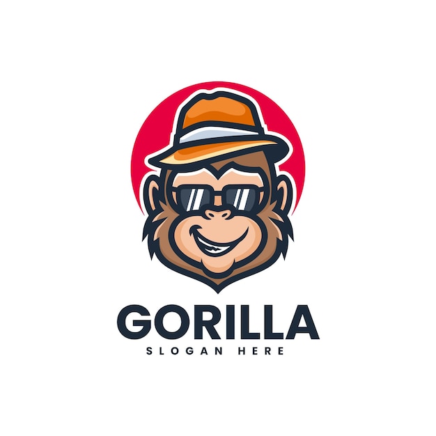 Vector Logo Illustration Gorilla Mascot Cartoon Style