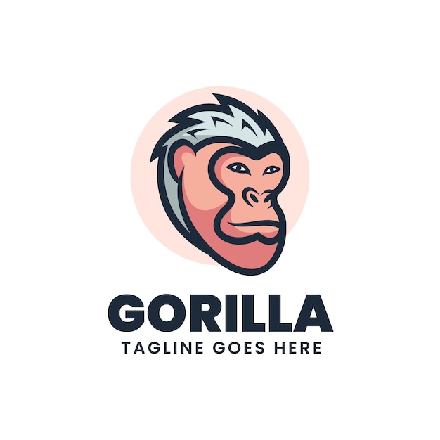 Vector Logo Illustration Gorilla Mascot Cartoon Style