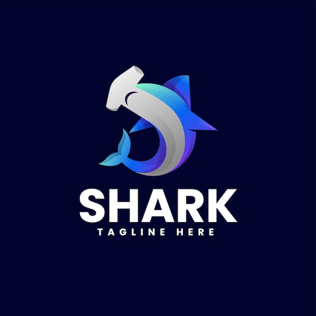 Vector Logo Illustration Hammerhead Shark Gradient Colorful Style