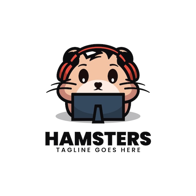 Vector Logo Illustration Hamsters Mascot Cartoon Style