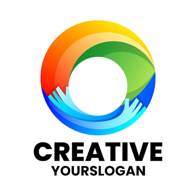 Vector logo illustration hand gradient colorful