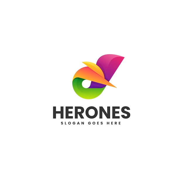 Vector Logo Illustration Heron Gradient Colorful Style