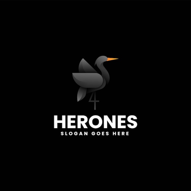 Vector Logo Illustration Heron Gradient Colorful Style