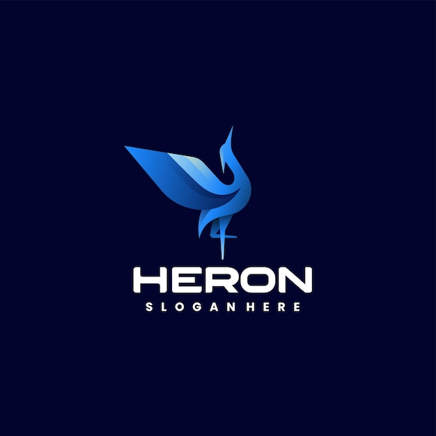 Vector Logo Illustration Heron Gradient Colorful Style